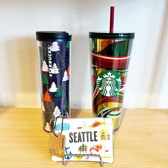 STARBUCKS Hot & Cold Winter Tumbler Bundle + (NWT) Card Pouch - Picture 14 of 14